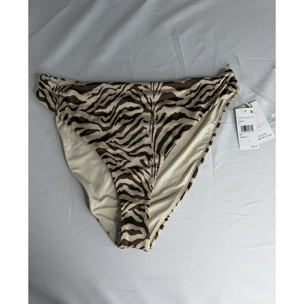Good American Zebra Print Bikini Swim Bottoms Tan & Brown Size 2XL NWT